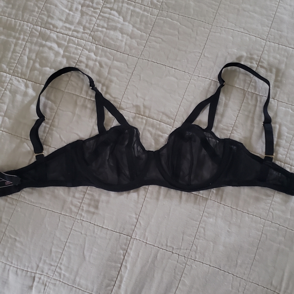 Victoria's Secret Sheer Bra And Panty Set Black 32dd Medium Lingerie - Picture 3 of 9
